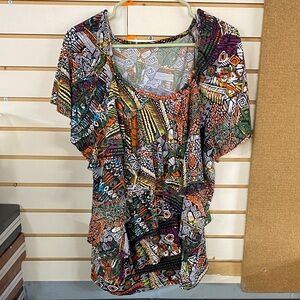 Multicolor Geometric Print Women's Top XL